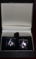 Masonic cufflinks, blue base with masonic motif