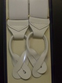 Braces, robust quality for good support wide width white elastic leather thongs for buttons .