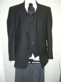 Masonic suit herringbone weave black jacket 100% wool /grey formal trouser wool poly mix.