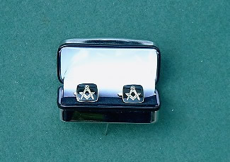 Cufflinks & Studs <b>Cufflinks:</b> Pair of Masonic cufflink. Blue base with masonic motif. <u>Click here</u> to order.
Click for more information 